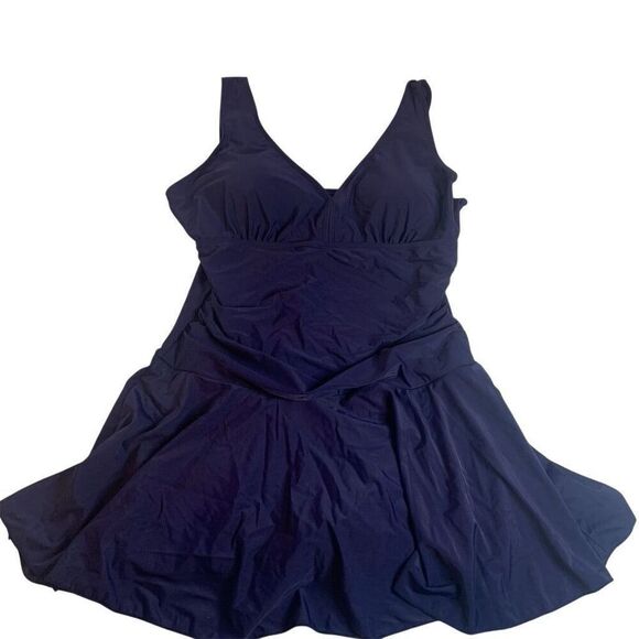Summer Mae Other - Summer Mae Women's Swimdress 2XL Blue Tummy Control Padded Bra